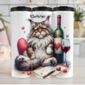 Melancholie Katze mit Wein und Liebe Brief Thermosbecher