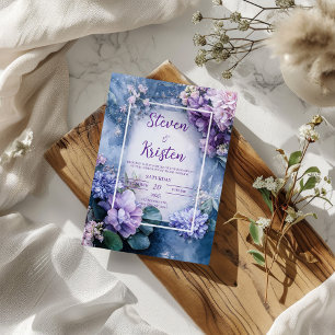 Melancholisch Blau Mauve Flieder Floral Eukalyptus Einladung
