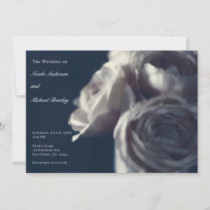 Melancholisch Blau Shabby Chic Rosen Elegante Hoch Einladung