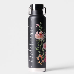 Melancholische Aquarell-Blumen Brautjungfer Trinkflasche