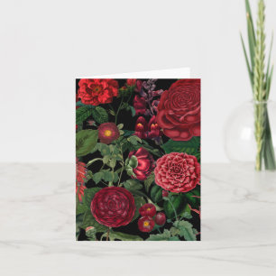 Melancholische Blumen in Schwarz und Burgunderrot, Karte