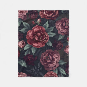 Melancholische Blumen Wasserfarbe Dunkelrotes Must Fleecedecke