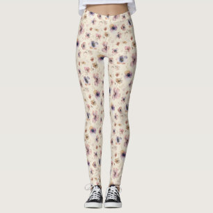 Melancholische Boho-Aquarell-Rosé-Wildblumen-Muste Leggings