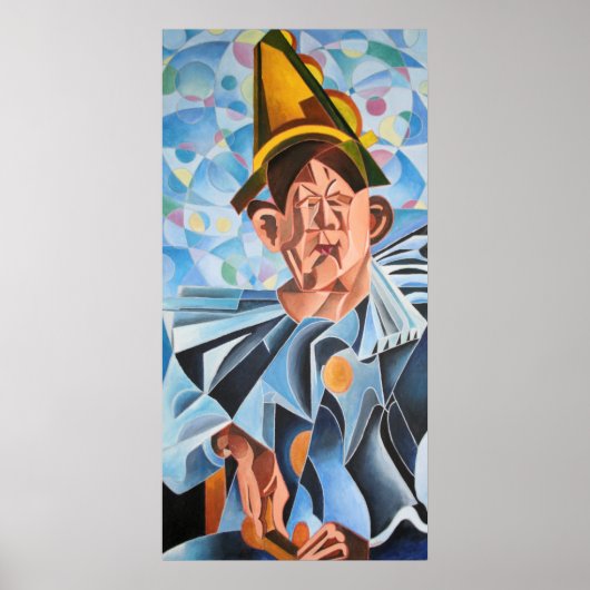 Melancholische Clown Geometrische Kunst Poster (Vorne)