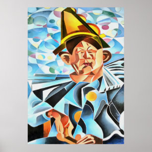 Melancholische Clown Geometrische Kunst Poster