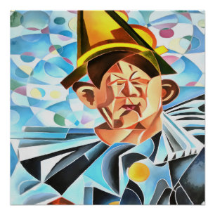 Melancholische Clown Geometrische Kunst Poster