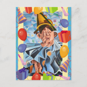 Melancholische Clown Geometrische Kunst Postkarte