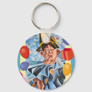 Melancholische Clown Geometrische Kunst Schlüsselanhänger