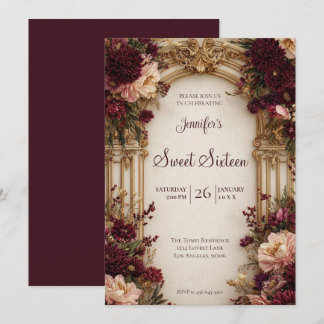 Melancholische Florale Gothic Sweet 16 Einladung