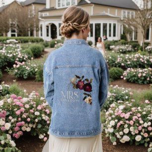 Melancholische Florale Mrs Personalisierte Braut H Jeansjacke