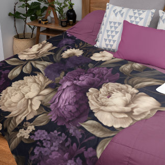 Melancholische Florale Pfingstrosen Lila Creme Got Fleecedecke