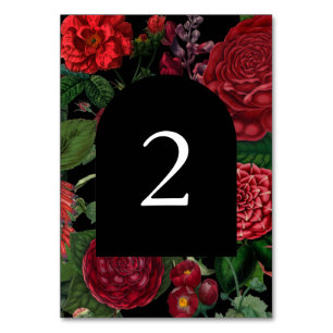 Melancholische Florals Schwarzes Tor Burgunderrote Tischnummer