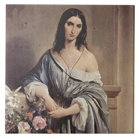 Melancholische Gedanken (von Francesco Hayez) Fliese (Vorderseite)