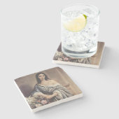 Melancholische Gedanken (von Francesco Hayez) Steinuntersetzer (Seitenansicht)