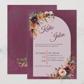 Melancholische Herbst-Blumen-Hochzeitseinladung Einladung