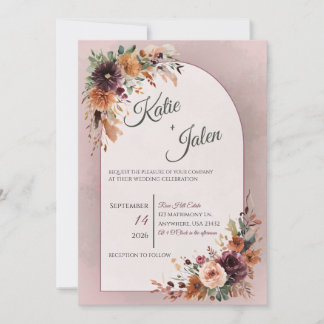 Melancholische Herbst-Blumen-Hochzeitseinladung Einladung