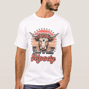 Melancholische Kuh Retro-Sonnenuntergang Vintage-G T-Shirt