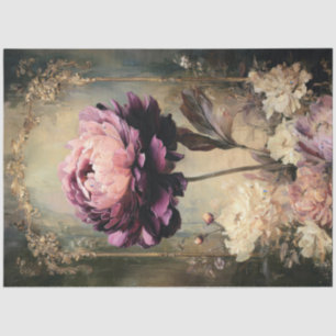 Melancholische lila Pfingstrose Vintage-Decoupage- Seidenpapier