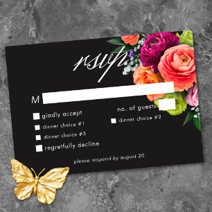 Melancholische Luxuriöse Florale Lebendige Pink Sc RSVP Karte