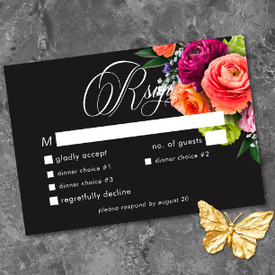 Melancholische Luxuriöse Florale Lebendige Pink Sc RSVP Karte