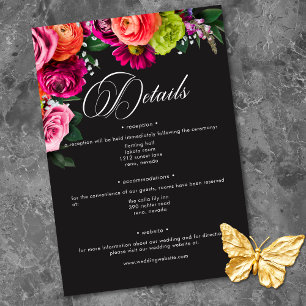 Melancholische Luxus-Blumen-Hochzeit in lebhaftem  Begleitkarte