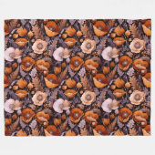 Melancholische Mohnblumen auf schwarzem Muster Fleecedecke (Vorderseite (Horizontal))