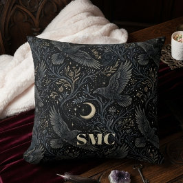Melancholische Onyx-Barock-Raben-Gotik-Kunst Kissen