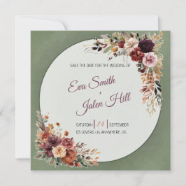 Melancholische quadratische Floral-Save-the-Date-H Einladung