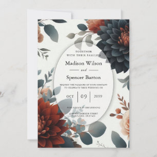 Melancholische Rustikale Herbstblumen-Hochzeit Einladung