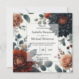 Melancholische Rustikale Herbstblumen-Hochzeit Einladung
