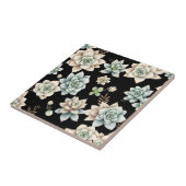 Melancholische Sukkulentenrosette Schwarz Botanisc Fliese (Seite)