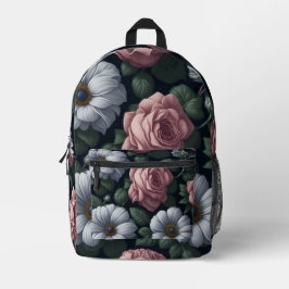Melancholische Vintage-Rosen und Gänseblümchen Dun Bedruckter Rucksack