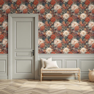 Melancholische Vintage-Rost- und Creme-Dahlia-Blum Tapete
