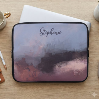 Melancholische Wasserfarbe-Blush und marineblaue a Laptopschutzhülle
