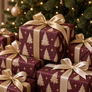 Melancholische Wasserfarbe Creme Weihnachtsbaum Bu Geschenkpapier