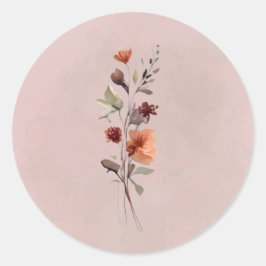 Melancholischer Herbstblüten-Zweig-Aufkleber Runder Aufkleber