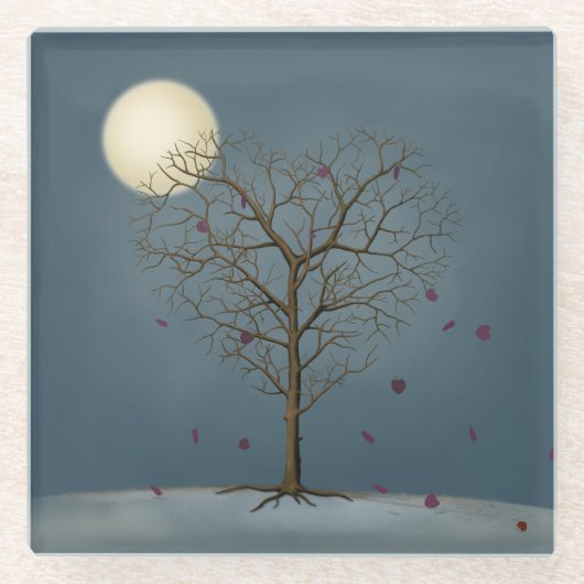 Melancholischer Herz Gestreifter Baum unter dem Vo Glasuntersetzer (Vorderseite)