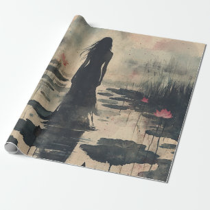 Melancholischer Lotus-Nebel-Wasserfarbeneffekt (1) Geschenkpapier