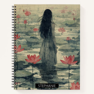 Melancholischer Lotus-Nebel-Wasserfarbeneffekt (1) Notizblock