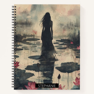 Melancholischer Lotus-Nebel-Wasserfarbeneffekt (2) Notizblock