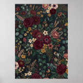 Melancholischer Vintage-Blumenmusterposter Poster (Vorne)