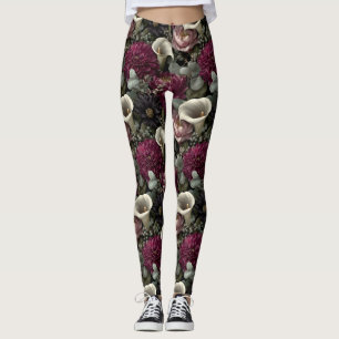 Melancholisches Blumenmuster mit Dahlien und Calla Leggings
