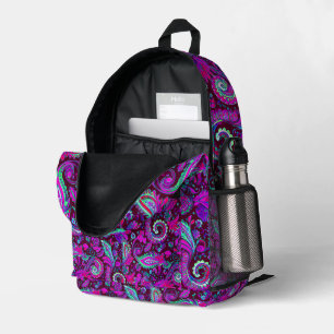 Melancholisches florales Paisley auf dunklem Burgu Bedruckter Rucksack
