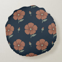 Melancholisches Navy- und Terrakotta-Blumenrundkis