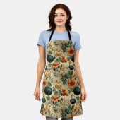 Melancholisches Teal-Kürbis-Herbst-Blumen-Vintage Schürze (Getragen)