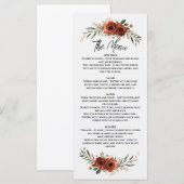 Melancholisches Terrakotta-Boho-Blumenmuster Menükarte (Vorne/Hinten)