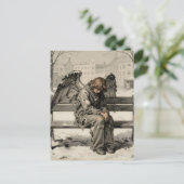 Melancholy Angel in a Snowy City Park Postkarte (Stehend Vorderseite)