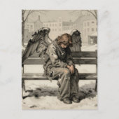Melancholy Angel in a Snowy City Park Postkarte (Vorderseite)