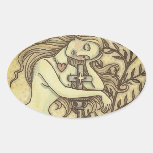 MELANCHOLY MERMAID FANTASY STICKERS Oval SHEED (Vorderseite)