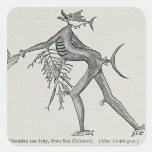 Melanesische Seegottheit von der Geschichte von Quadratischer Aufkleber